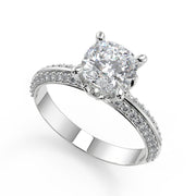 Faith Knife Edge Pave Double Sided Cushion Cut Engagement Ring - Nivetta